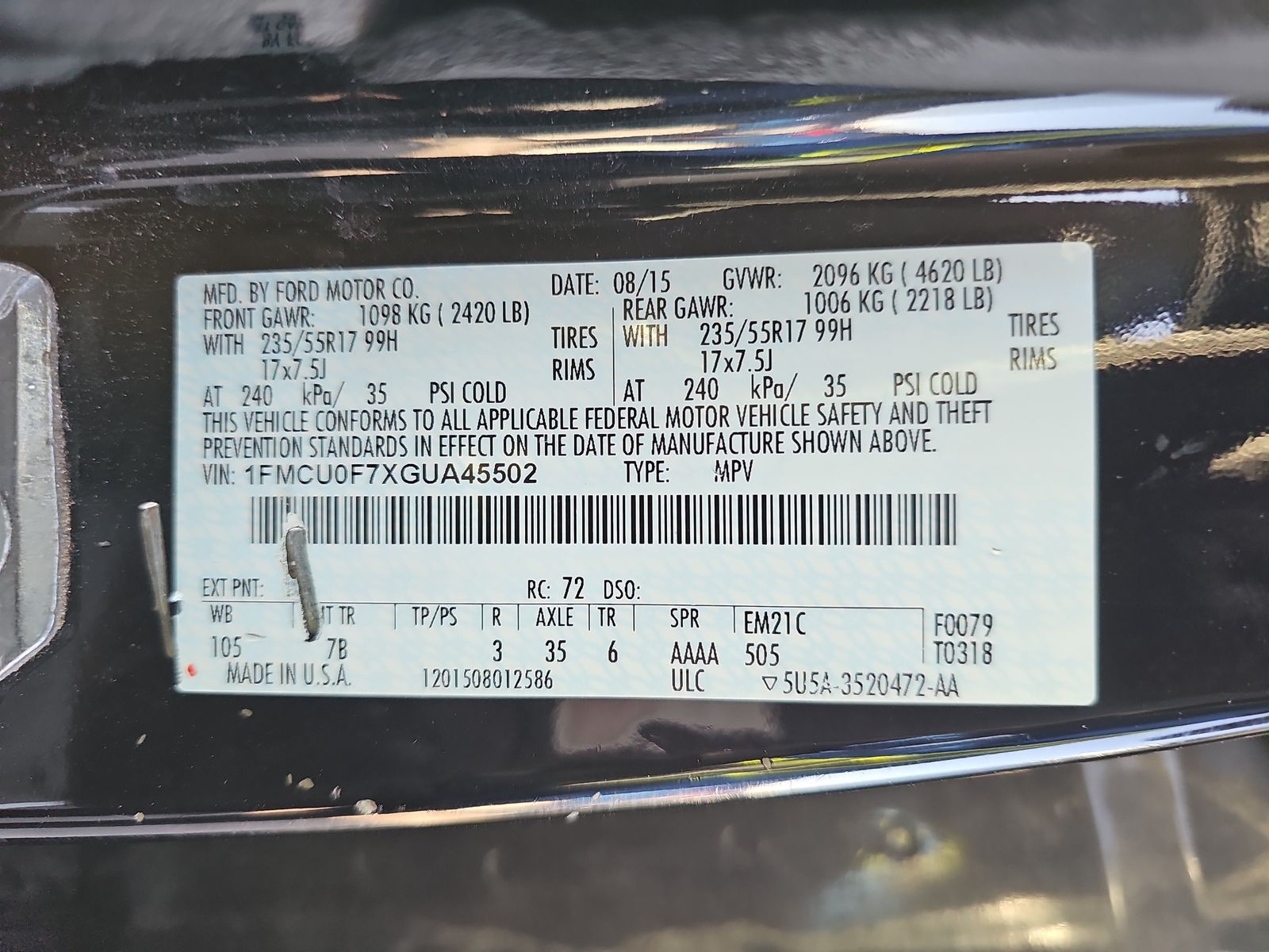 2016 Ford Escape S FWD