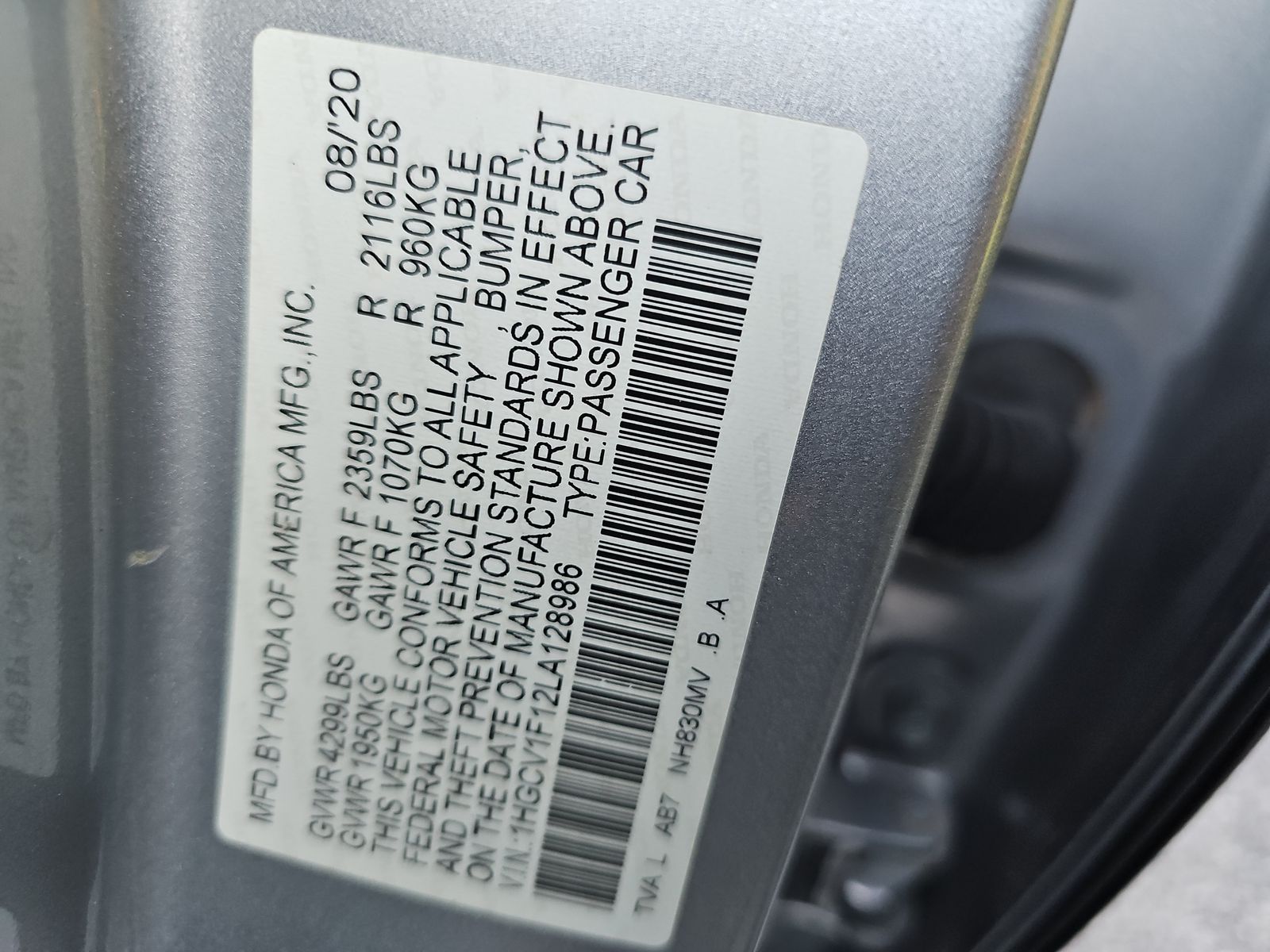 2020 Honda Accord LX FWD