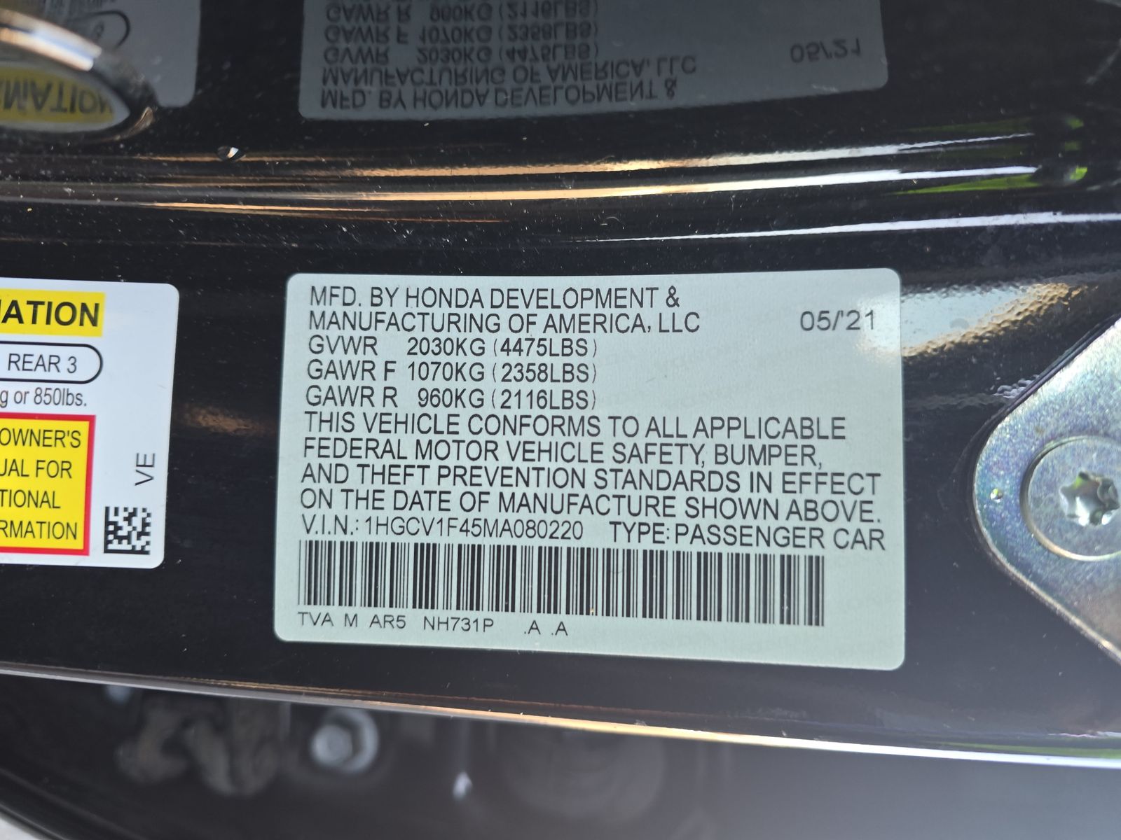 2021 Honda Accord Sport SE FWD