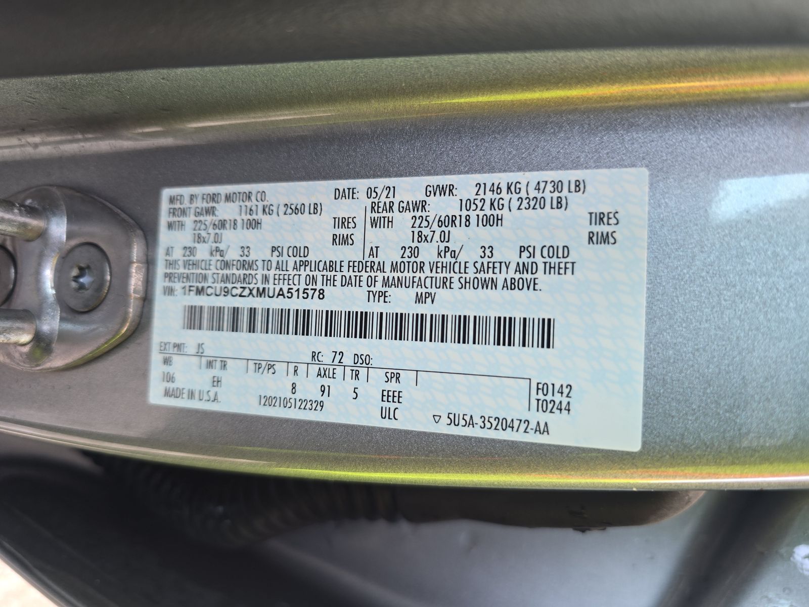 2021 Ford Escape Hybrid SEL AWD