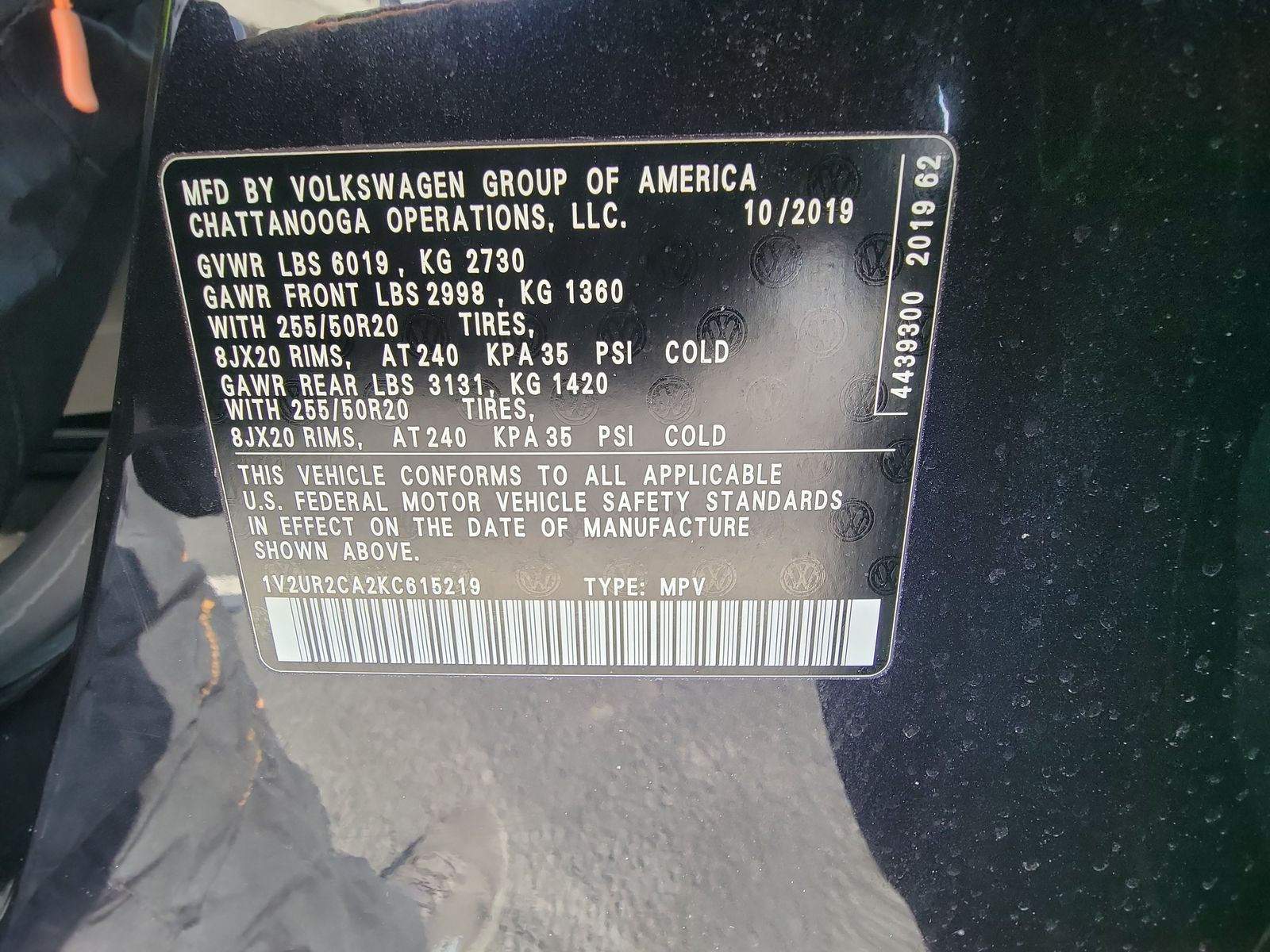 2019 Volkswagen Atlas 3.6L SE AWD