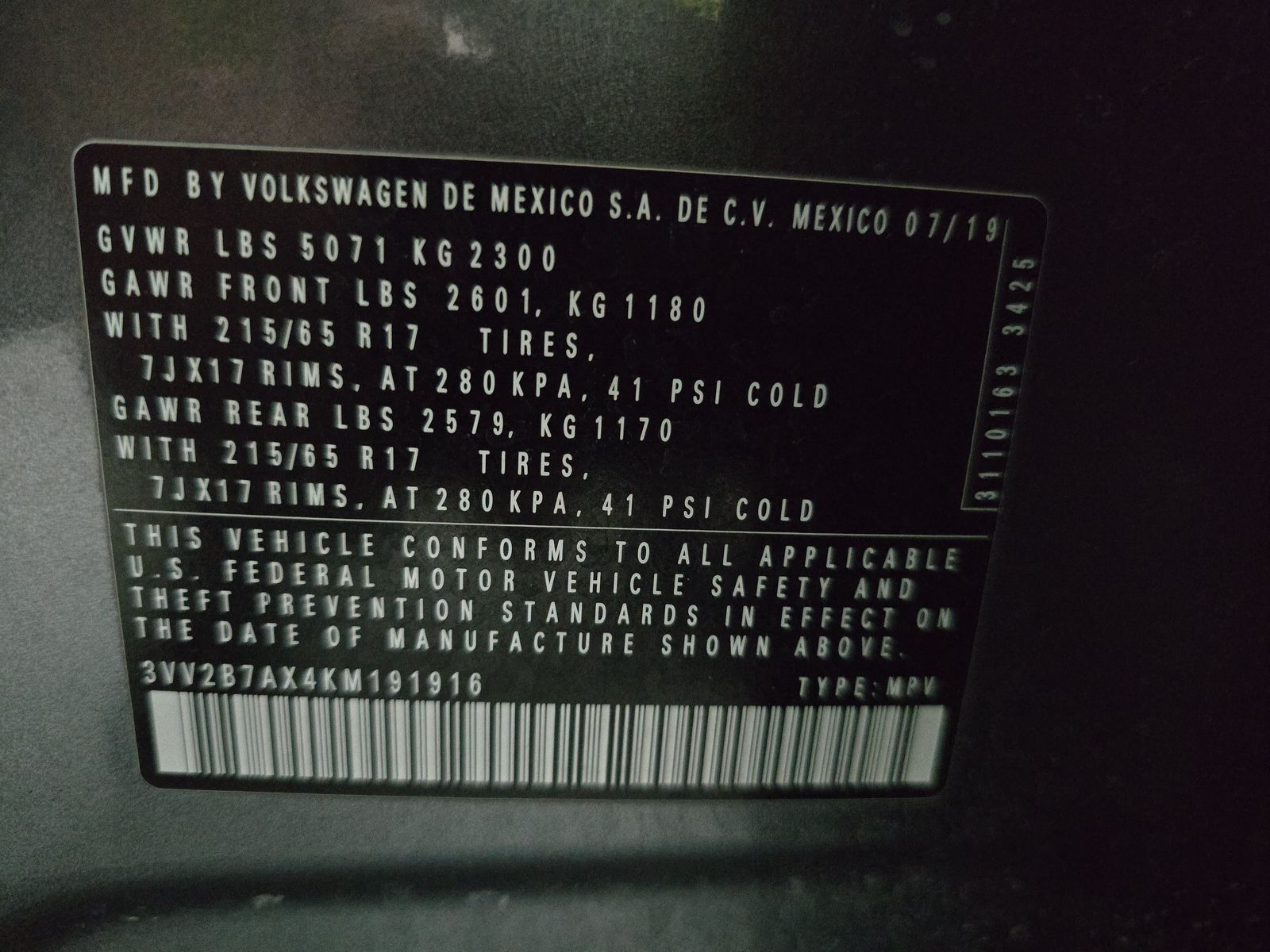 2019 Volkswagen Tiguan 2.0T SE AWD