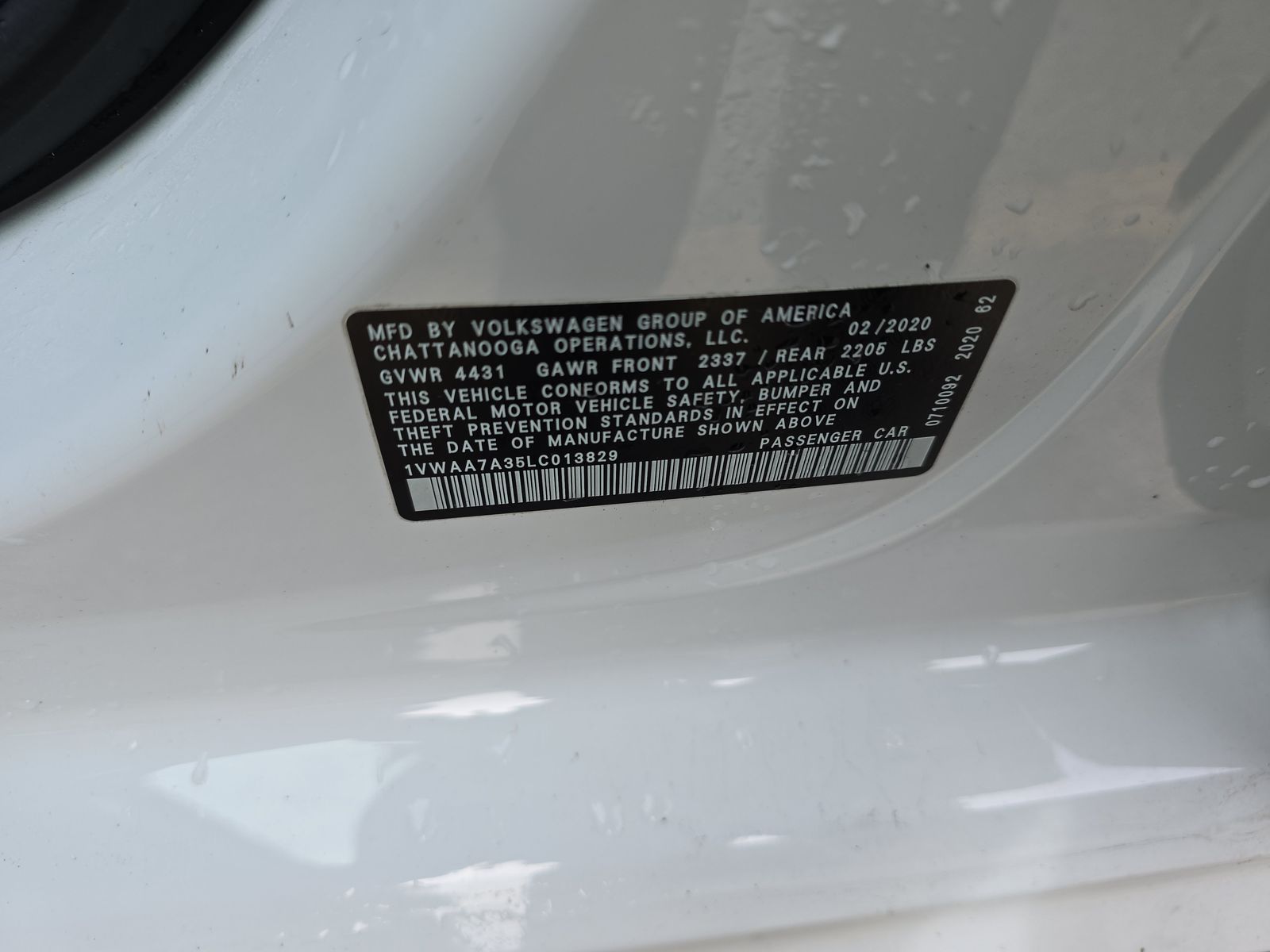 2020 Volkswagen Passat 2.0T S FWD