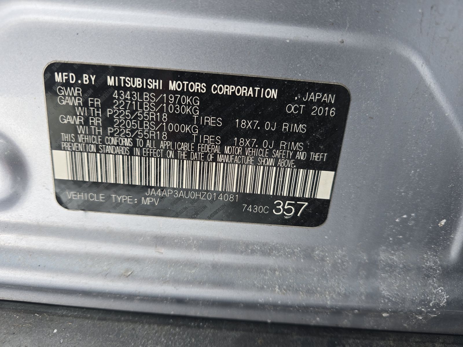 2017 Mitsubishi Outlander Sport ES FWD