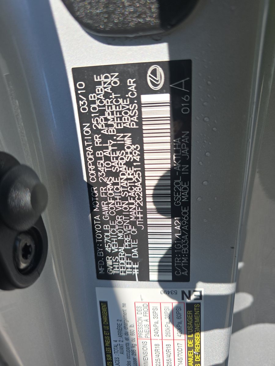 2010 Lexus IS IS 250C RWD