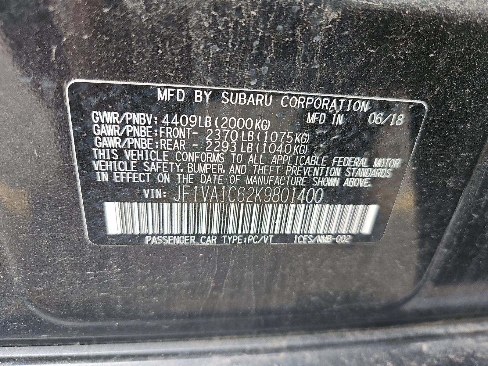 2019 Subaru WRX Premium AWD