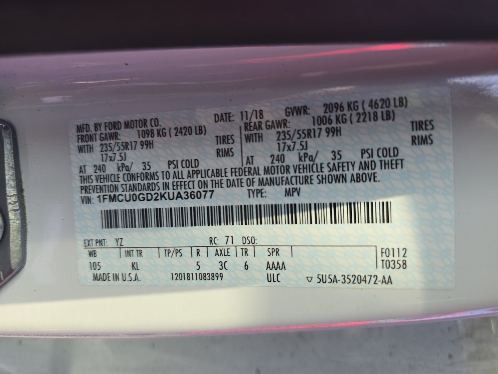 2019 Ford Escape SE FWD