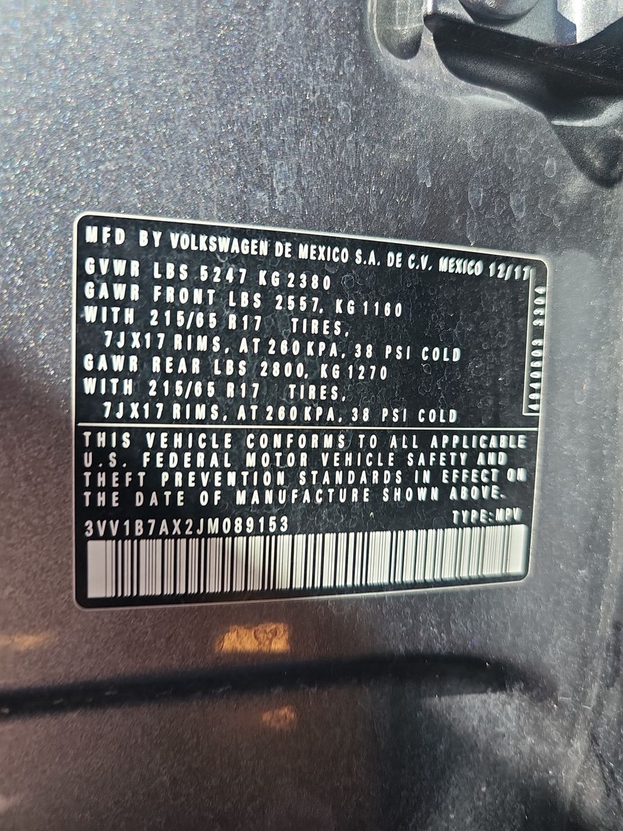 2018 Volkswagen Tiguan 2.0T S FWD