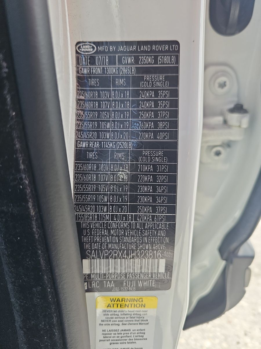 2018 Land Rover Range Rover Evoque SE AWD