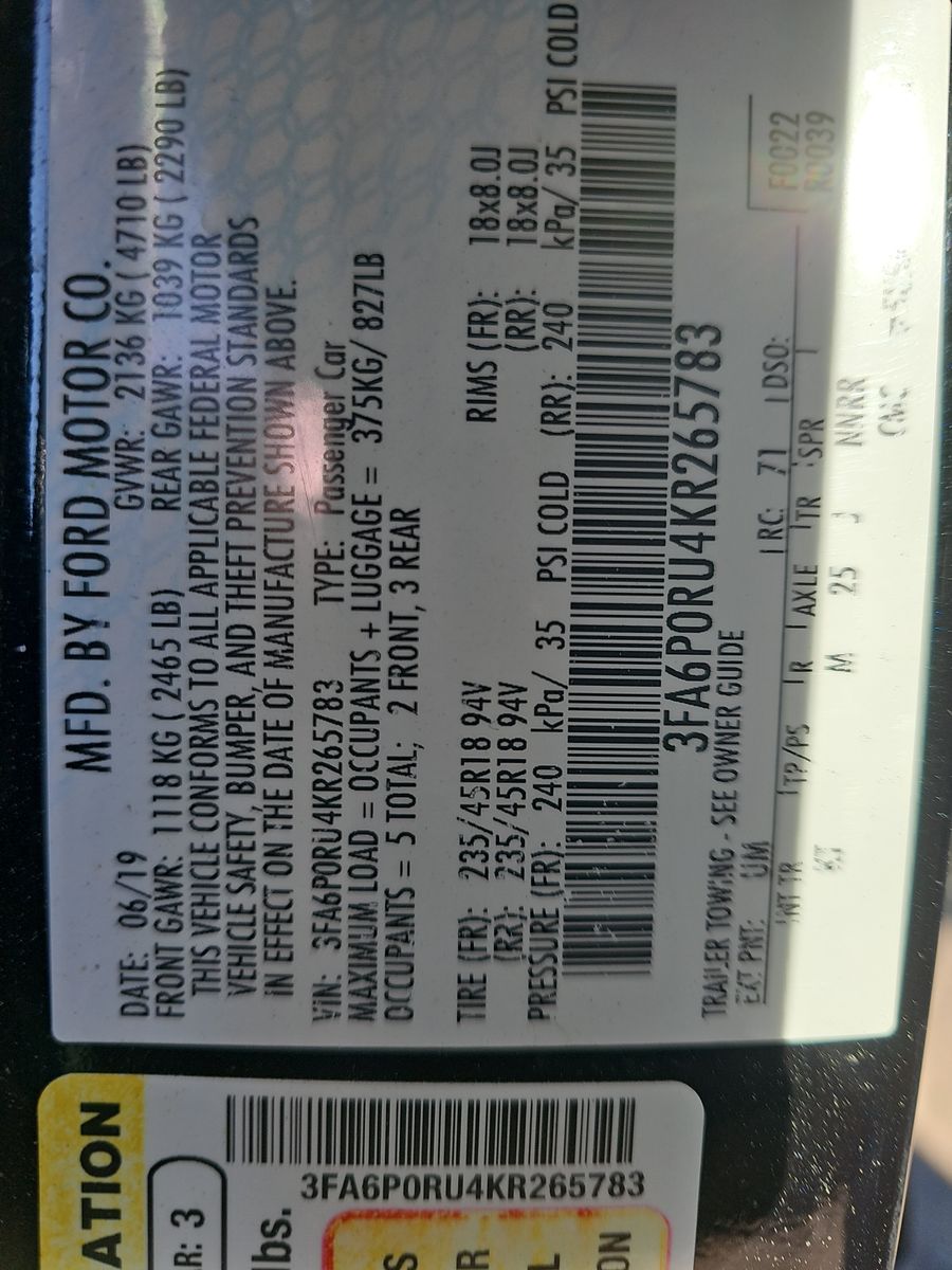 2019 Ford Fusion Hybrid Titanium FWD