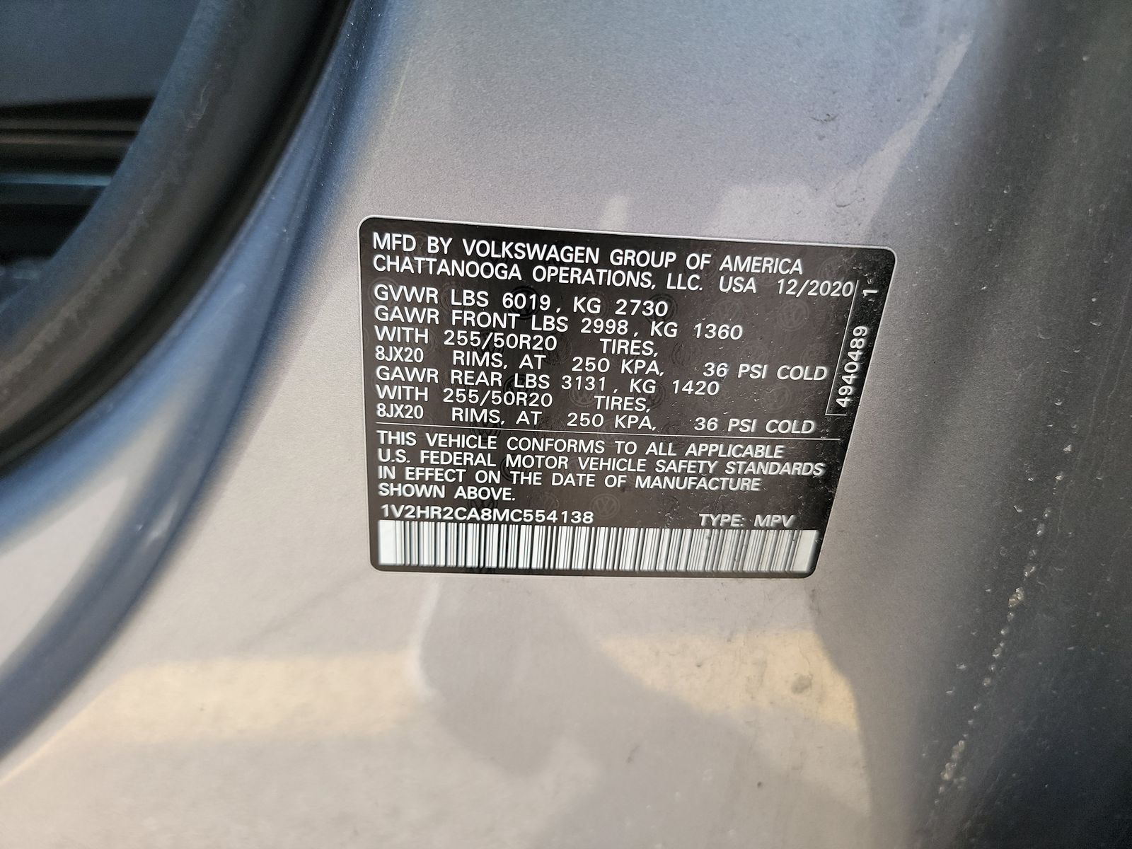 2021 Volkswagen Atlas 3.6L SE AWD