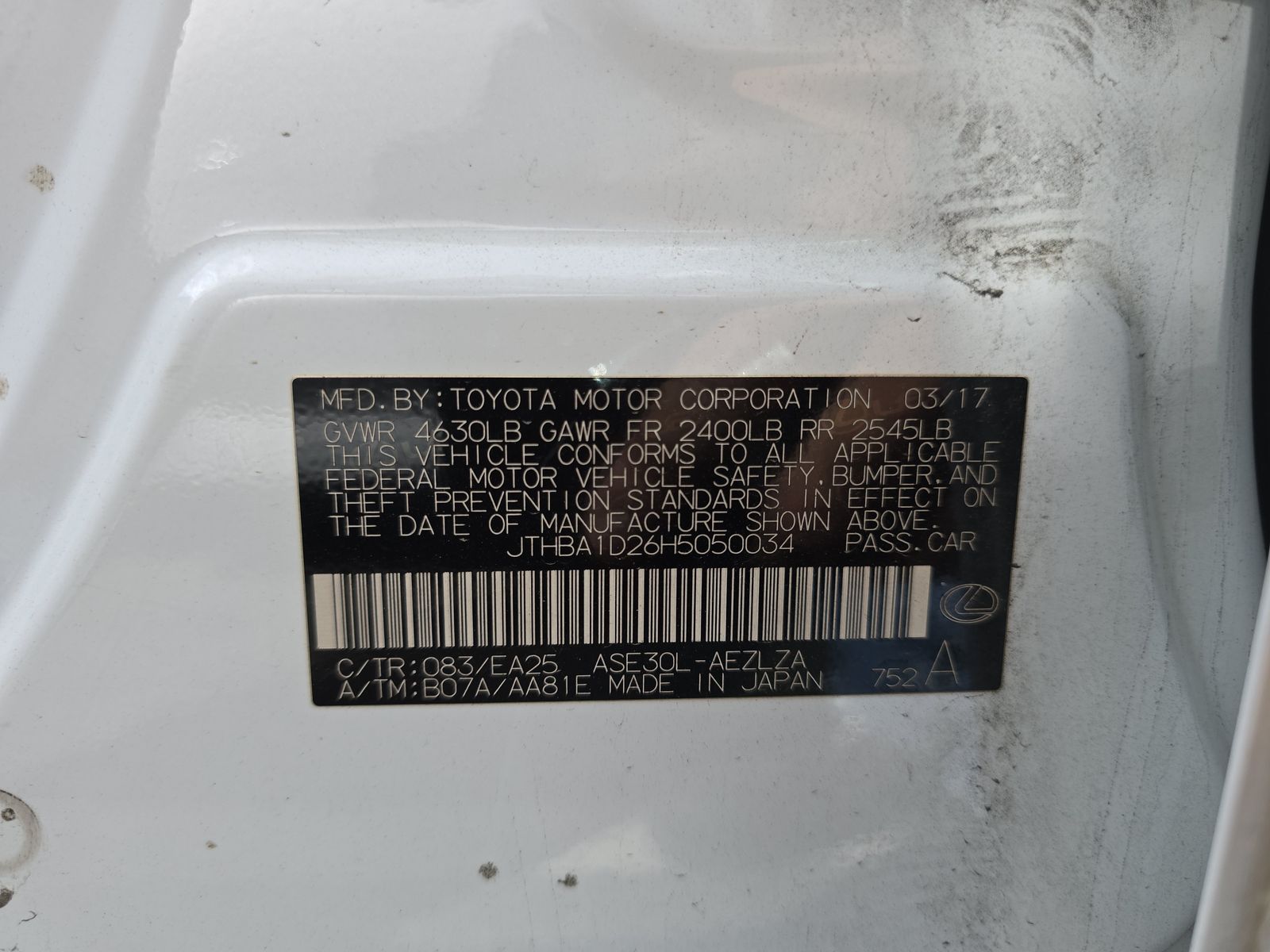 2017 Lexus IS IS 200t F SPORT RWD