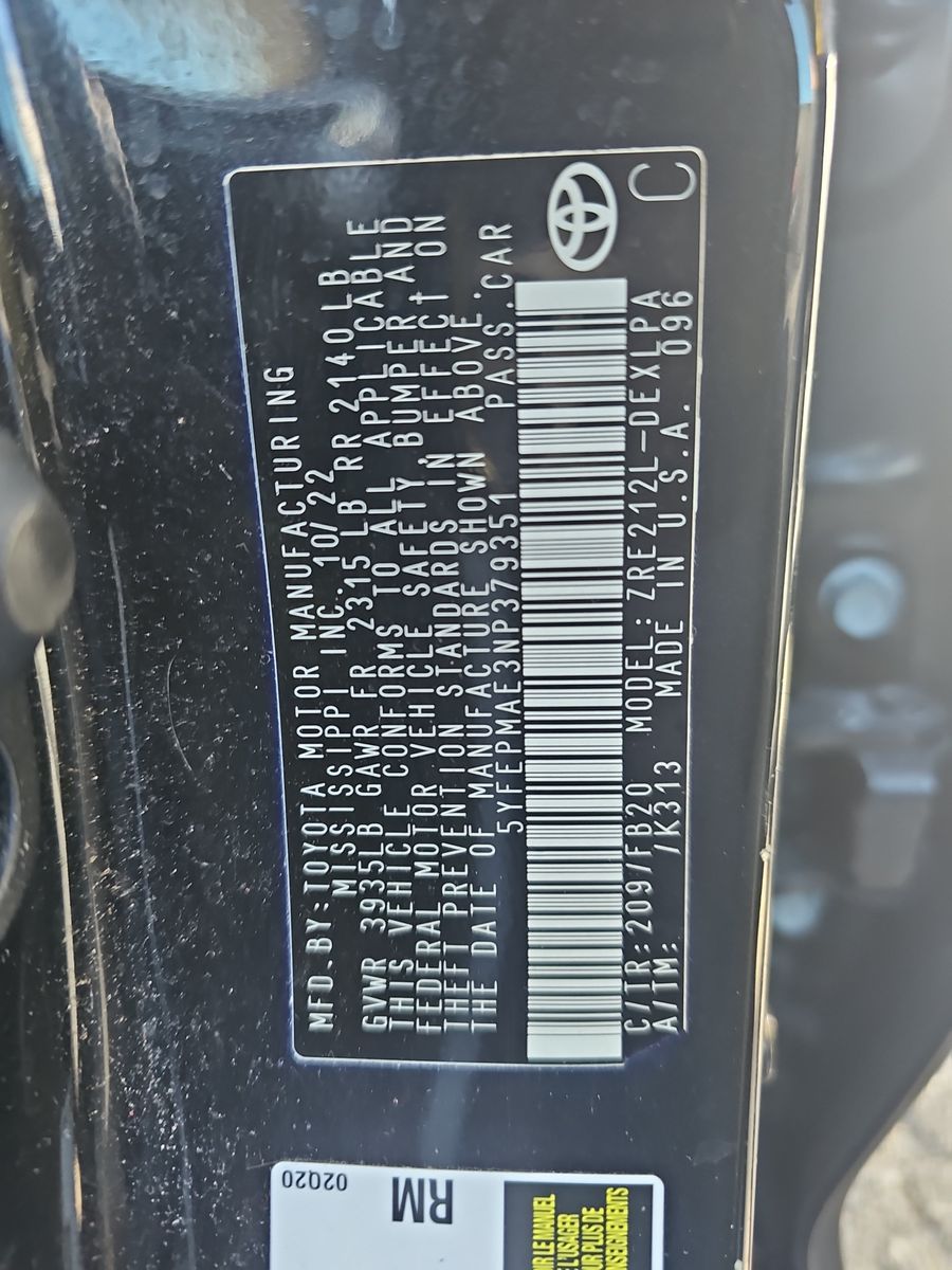 2022 Toyota Corolla LE FWD