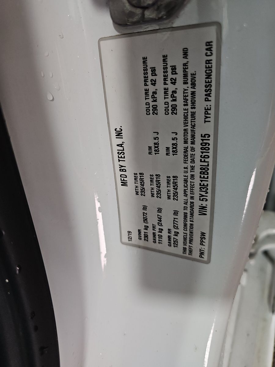 2020 Tesla Model 3 Long Range AWD