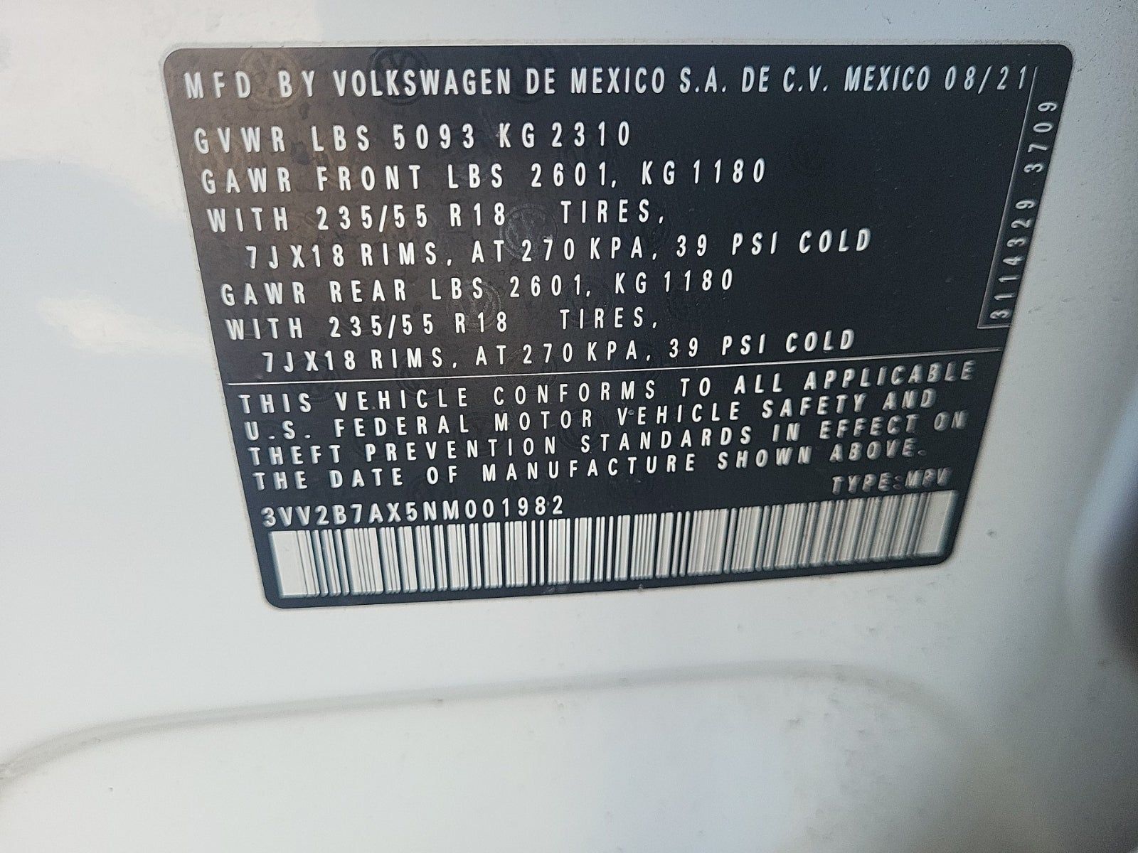 2022 Volkswagen Tiguan 2.0T SE AWD