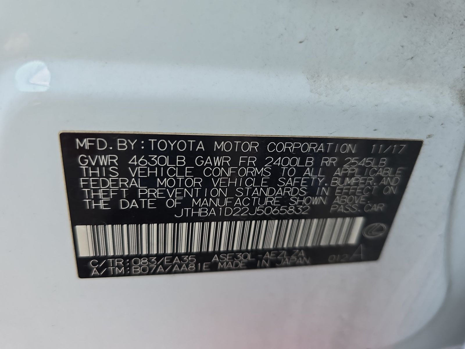 2018 Lexus IS IS 300 F SPORT RWD