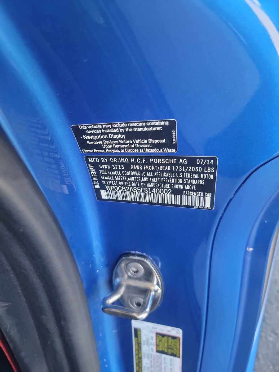 2015 Porsche Boxster S RWD