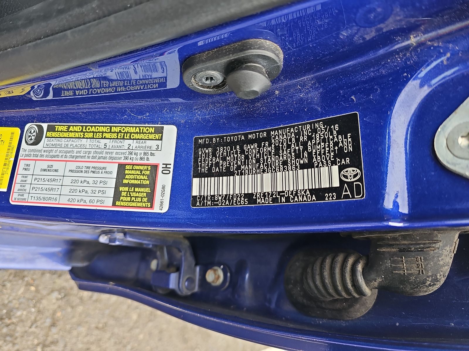 2016 Toyota Corolla S Plus FWD