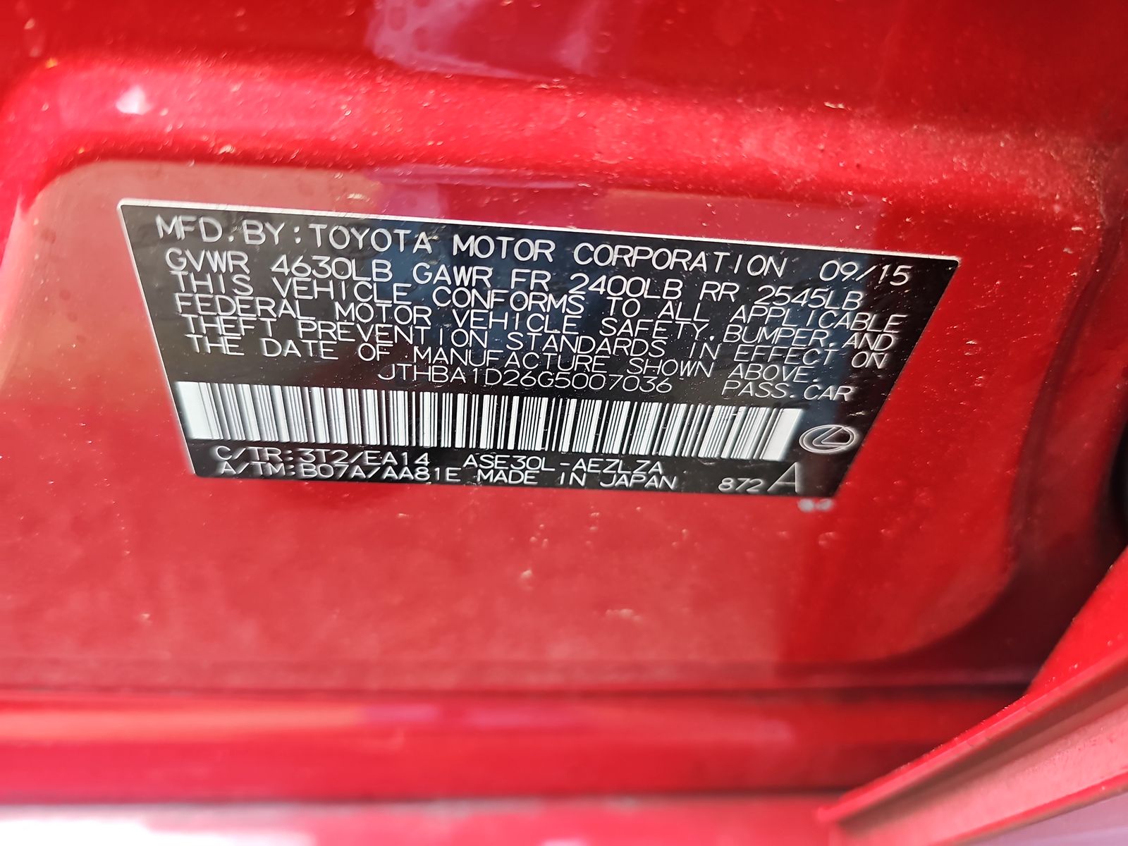 2016 Lexus IS IS 200t RWD