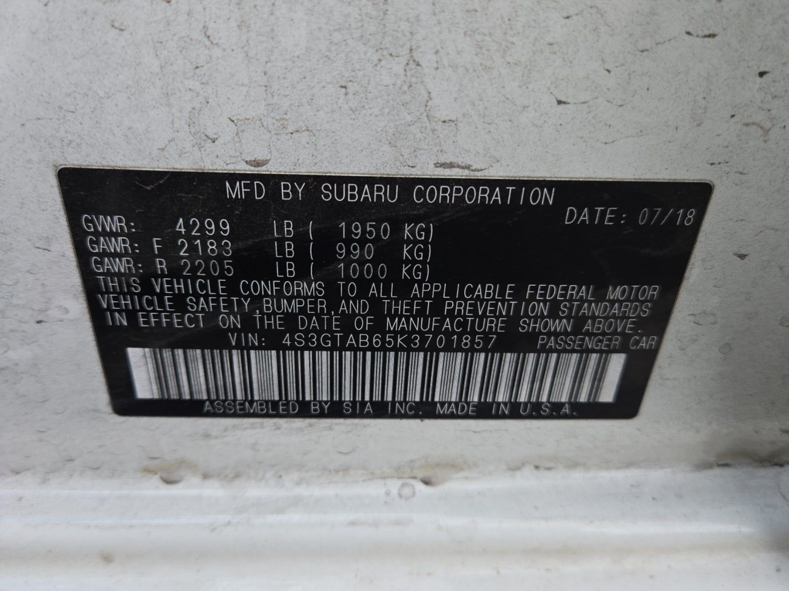 2019 Subaru Impreza 2.0i AWD