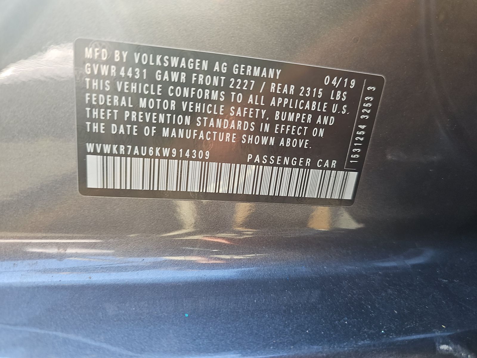 2019 Volkswagen Golf Electric SE FWD