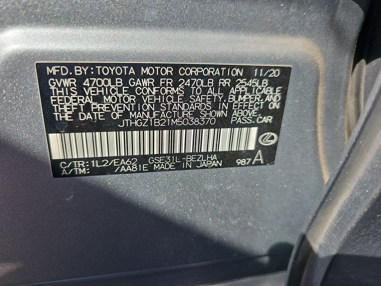 2021 Lexus IS IS 350 F SPORT RWD