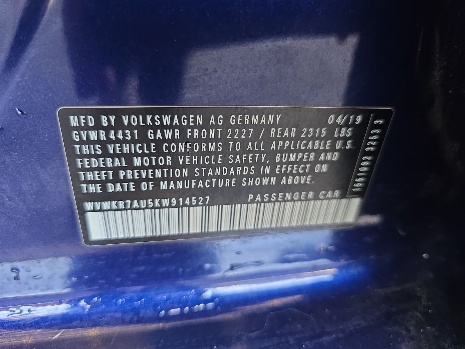 2019 Volkswagen Golf Electric SE FWD