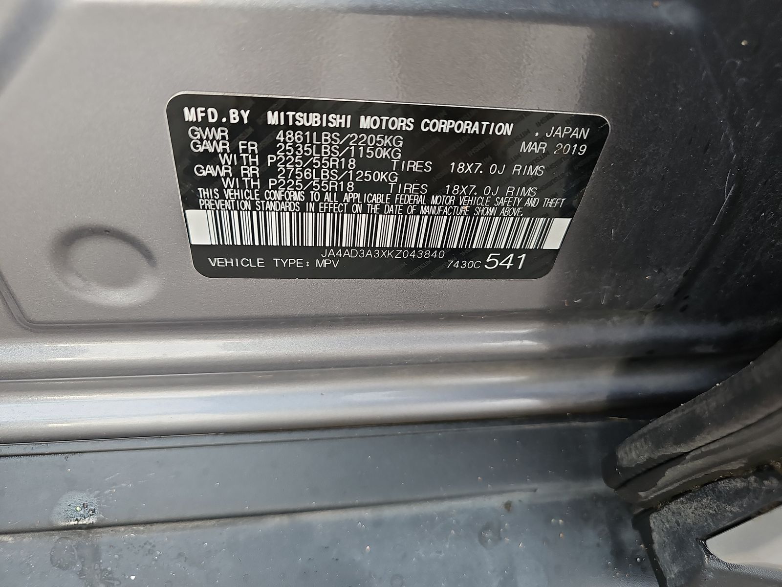 2019 Mitsubishi Outlander SE FWD