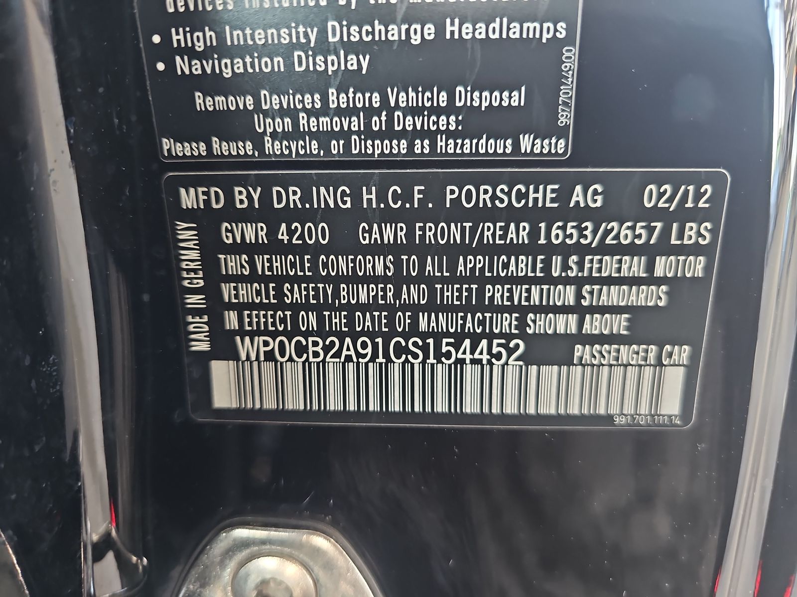 2012 Porsche 911 Carrera S RWD