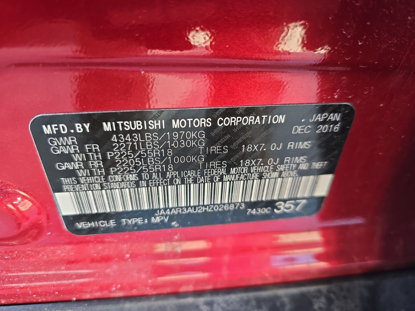 2017 Mitsubishi Outlander Sport LE AWD