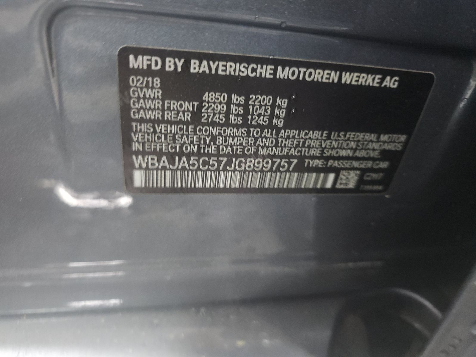 2018 BMW 5 Series 530i RWD