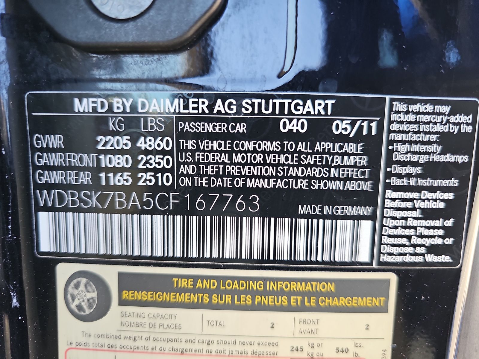 2012 Mercedes-Benz SL-Class SL 550 FWD