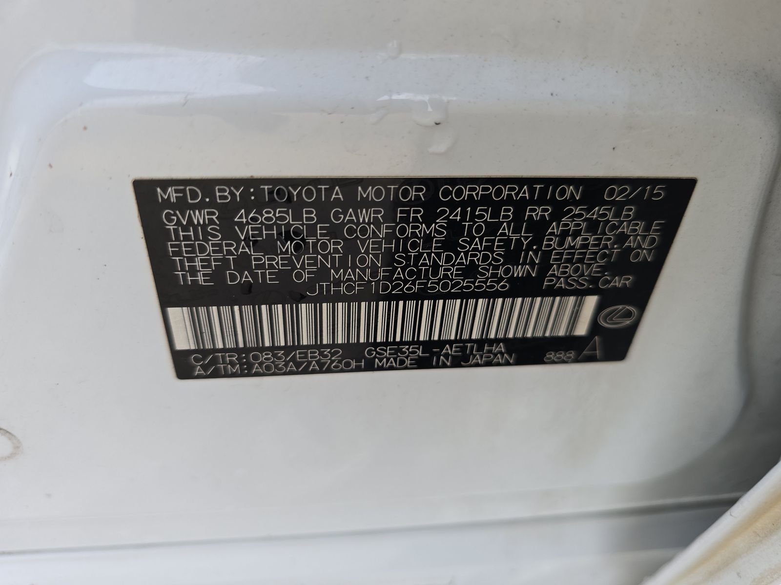 2015 Lexus IS IS 250 Crafted Line AWD