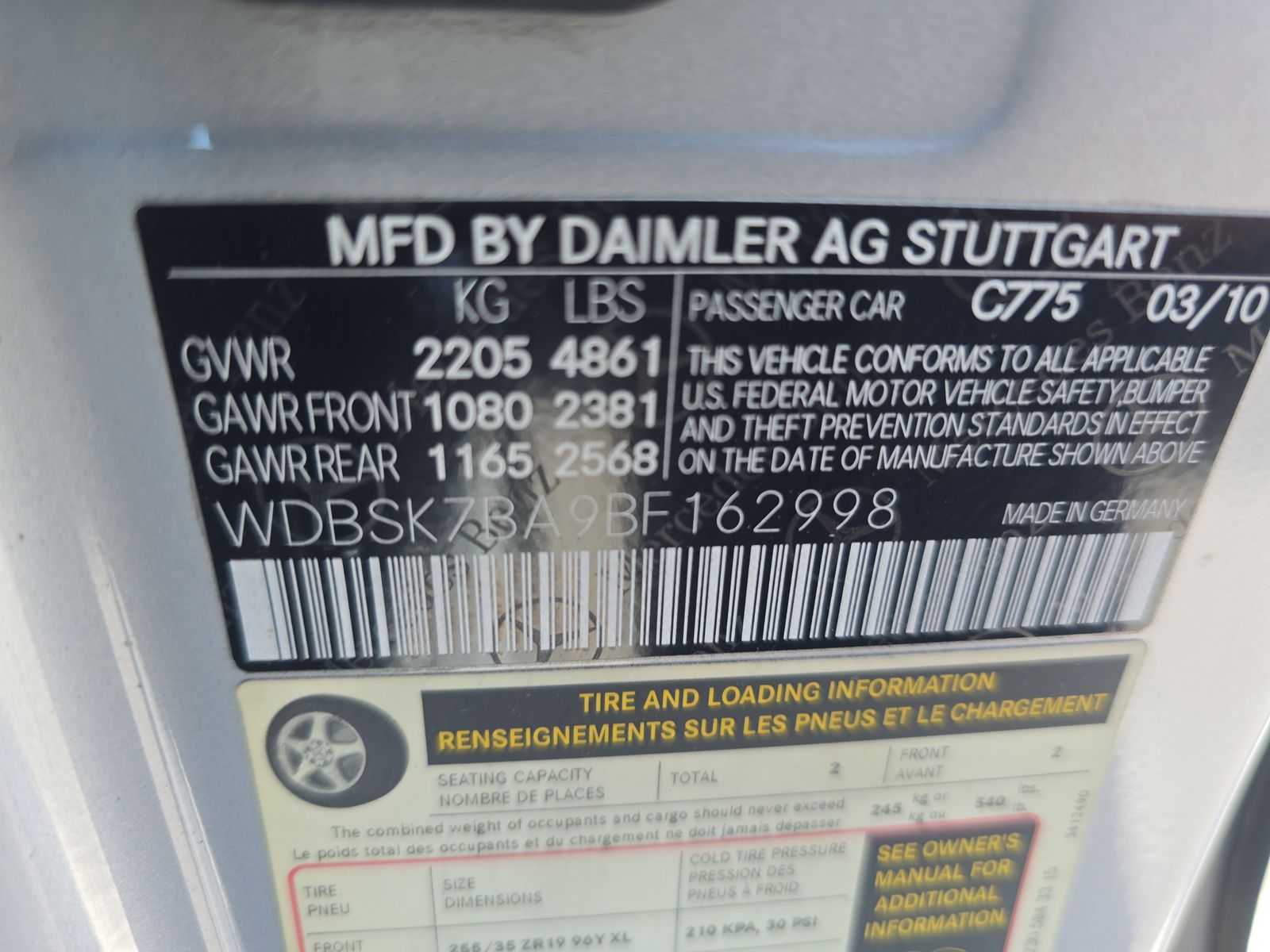 2011 Mercedes-Benz SL-Class SL 550 RWD