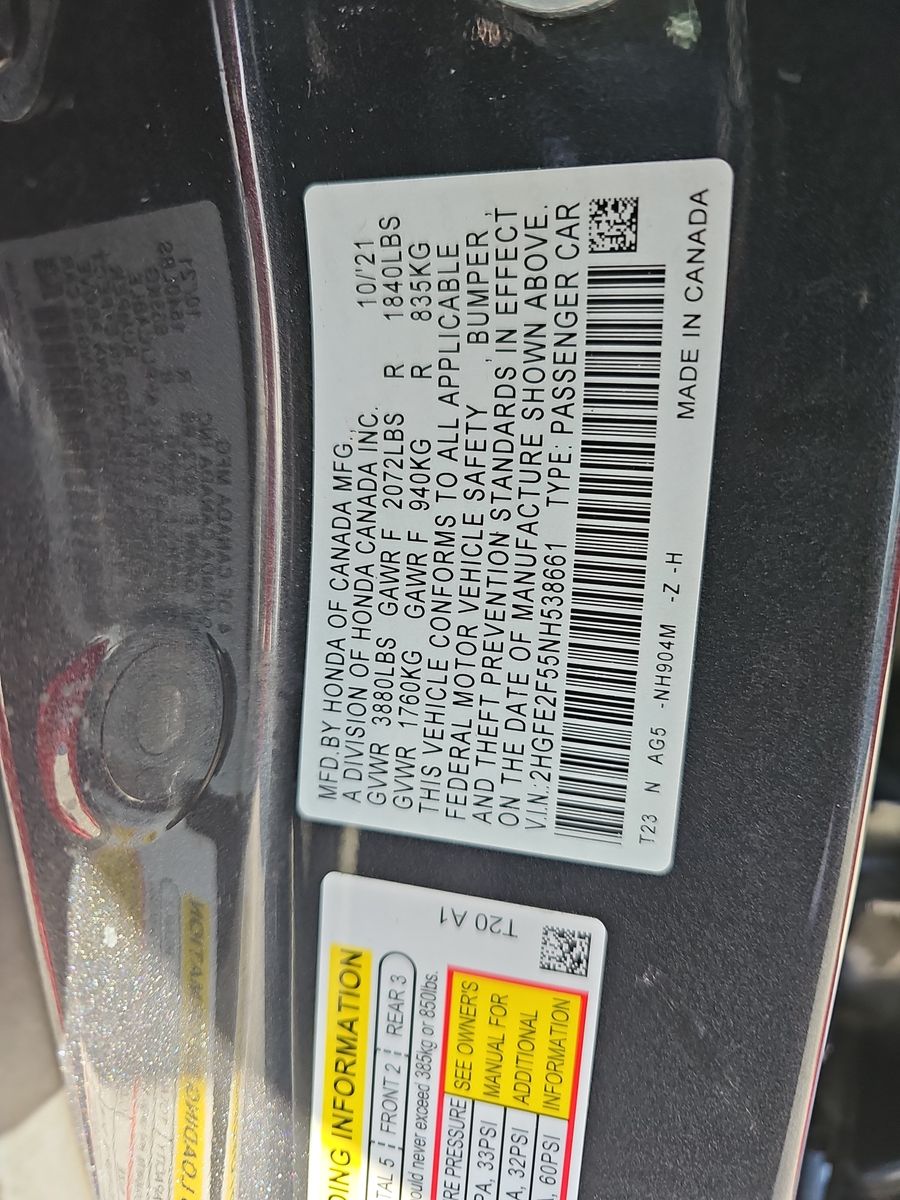 2022 Honda Civic Sedan Sport FWD