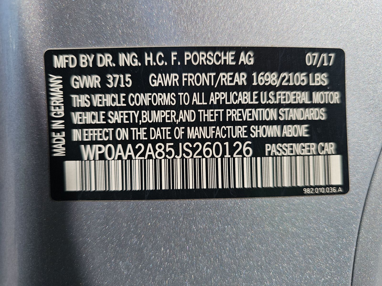 2018 Porsche 718 Cayman Base RWD
