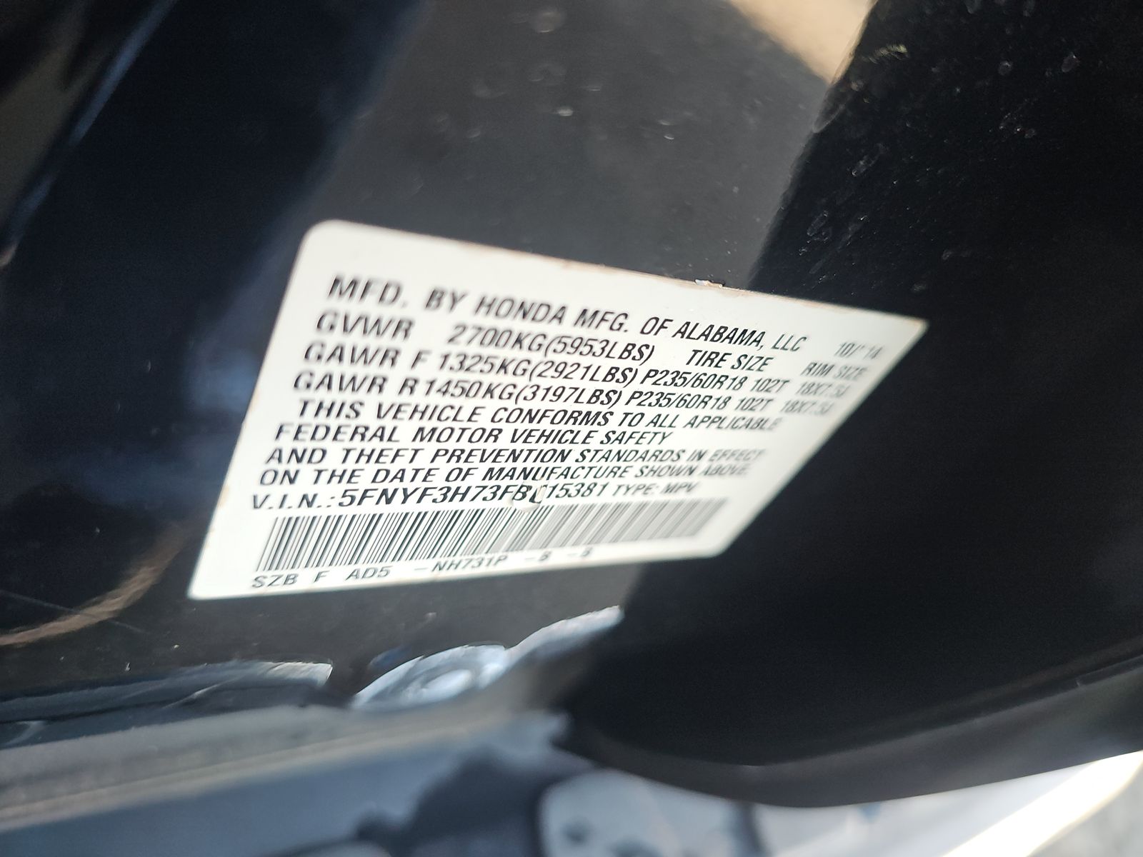 2015 Honda Pilot EX-L FWD