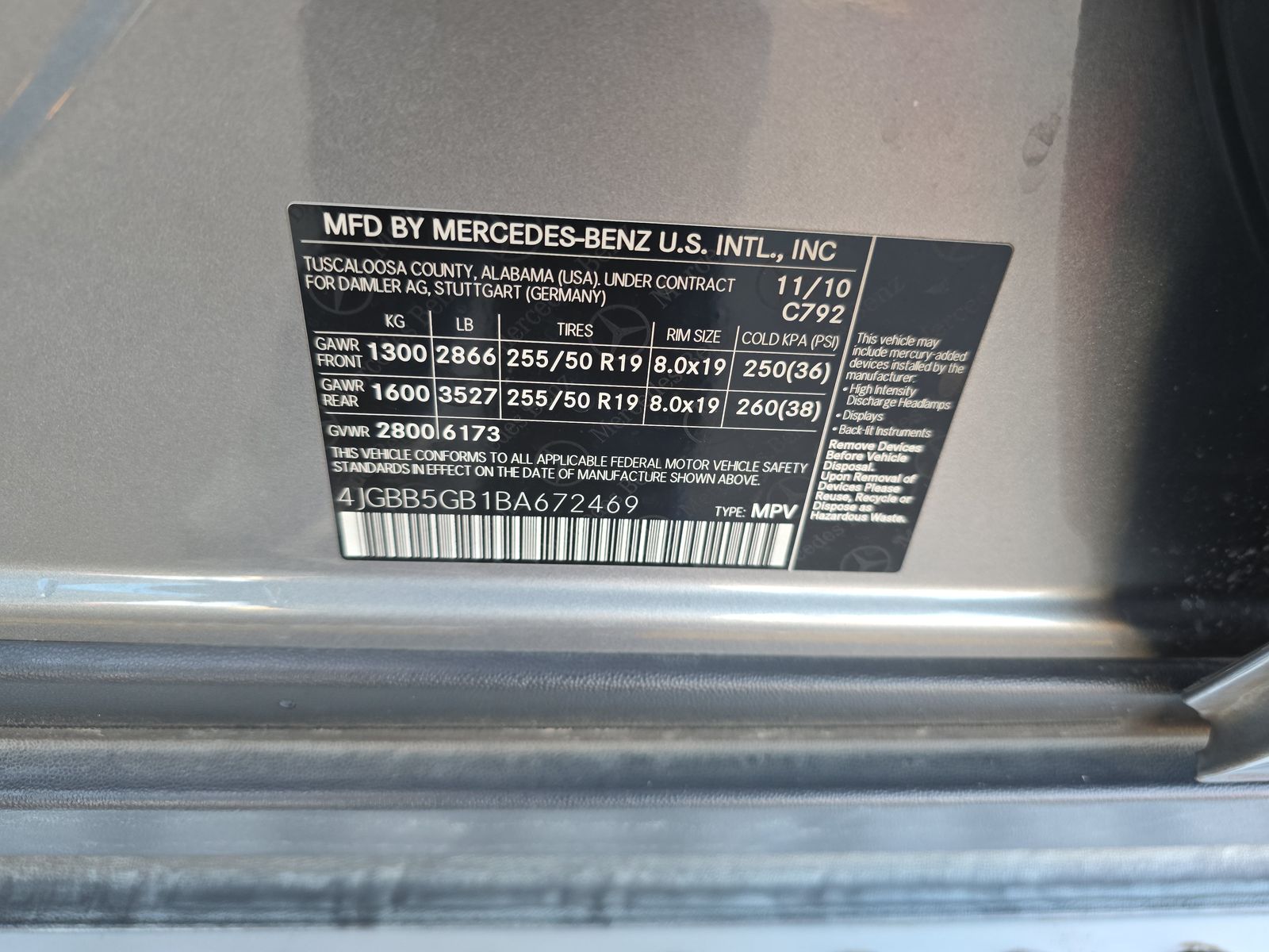 2011 Mercedes-Benz M-Class ML 350 RWD