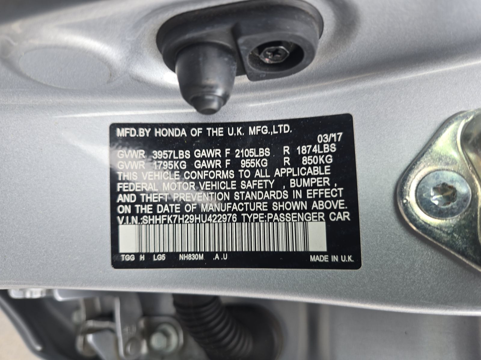 2017 Honda Civic Hatchback LX FWD