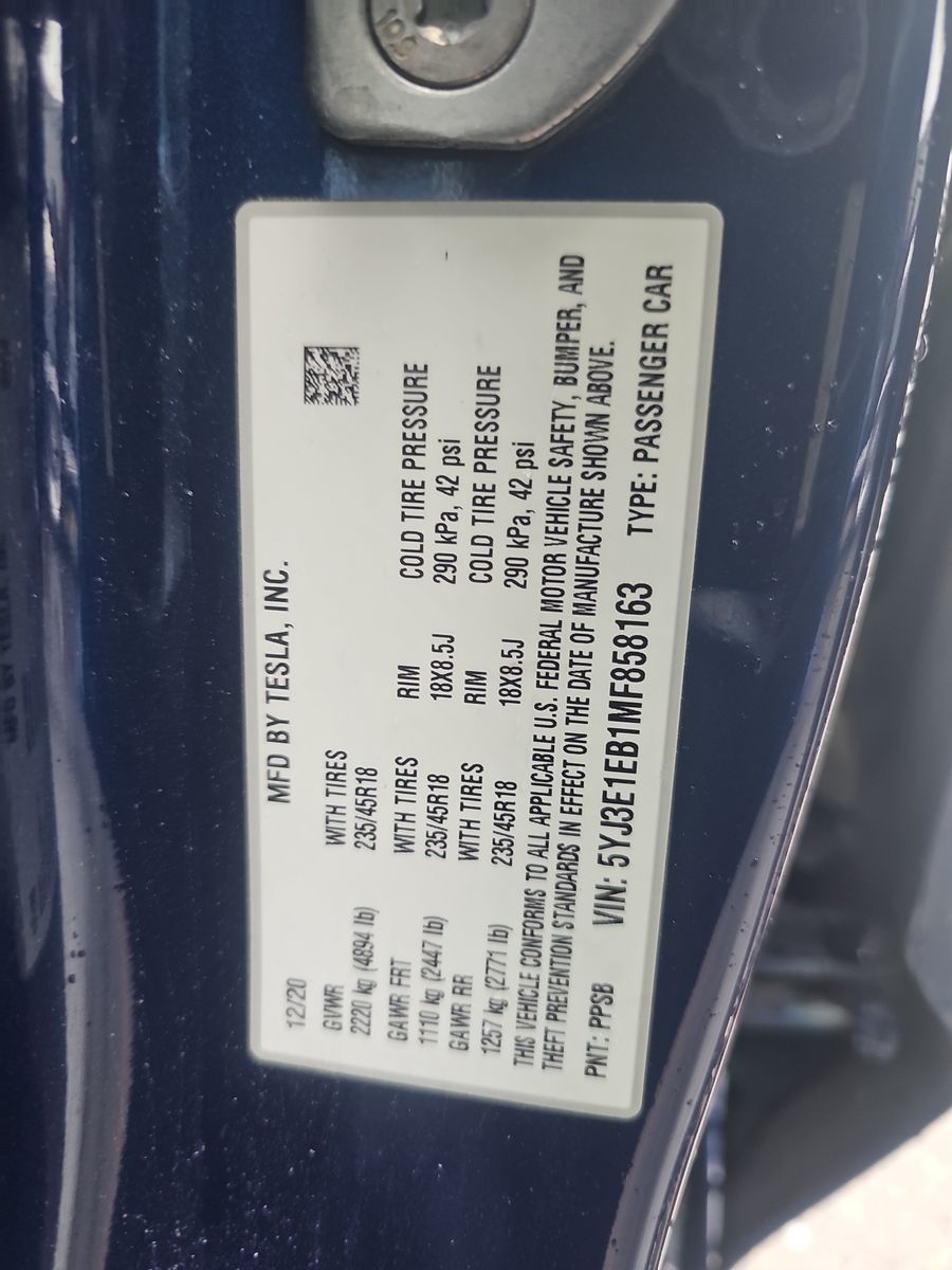 2021 Tesla Model 3 Long Range AWD