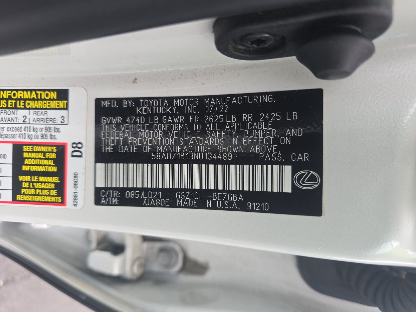 2022 Lexus ES ES 350 FWD