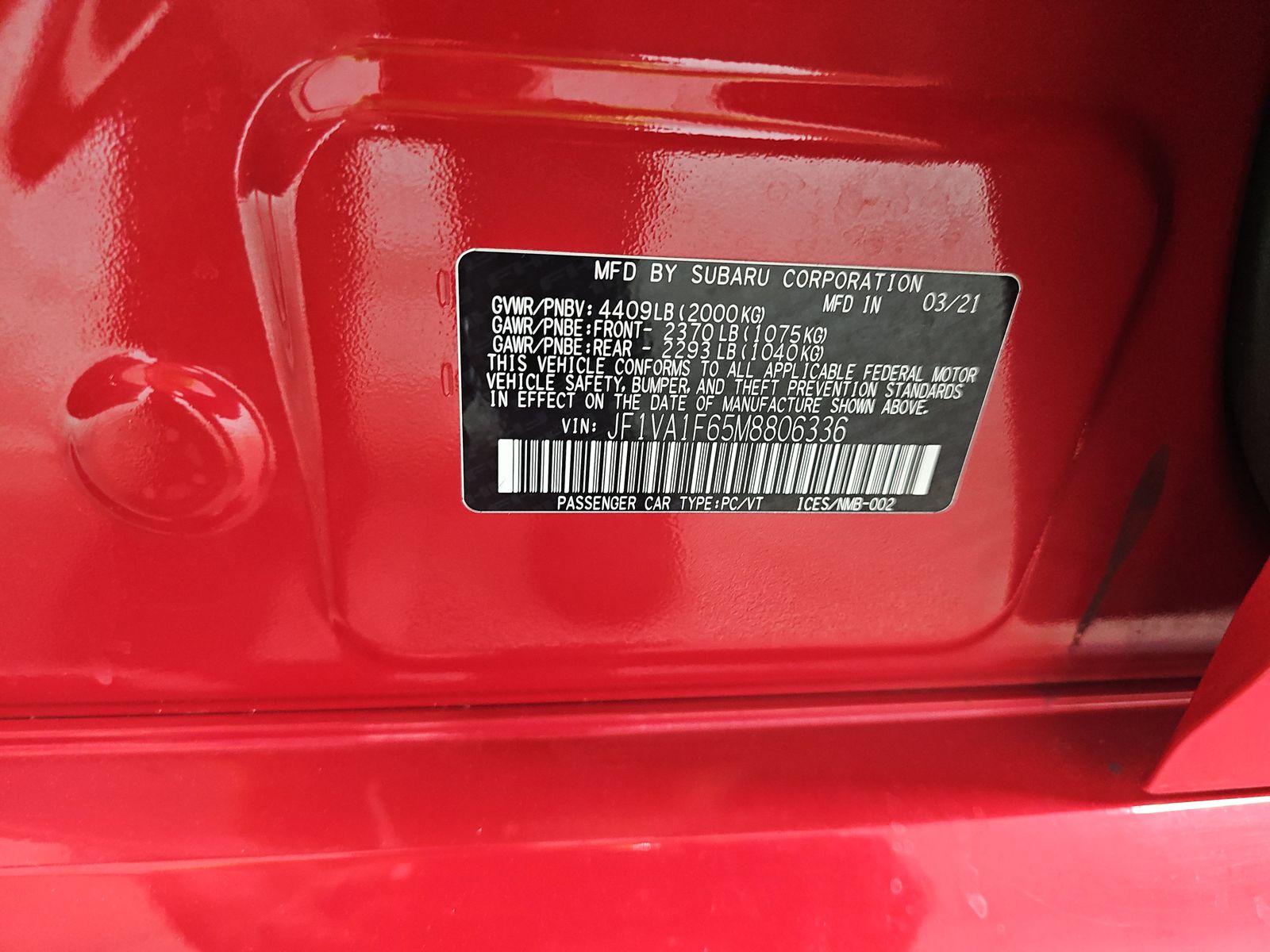 2021 Subaru WRX Premium AWD