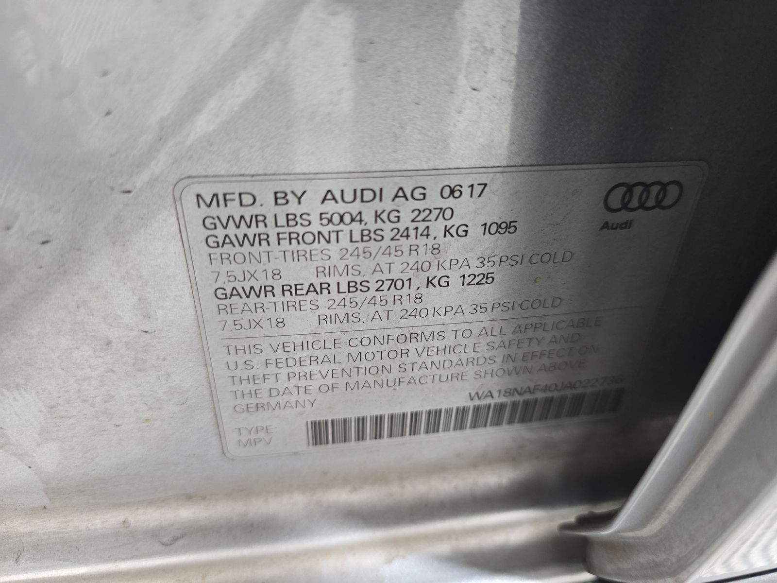 2018 Audi A4 allroad Premium Plus AWD