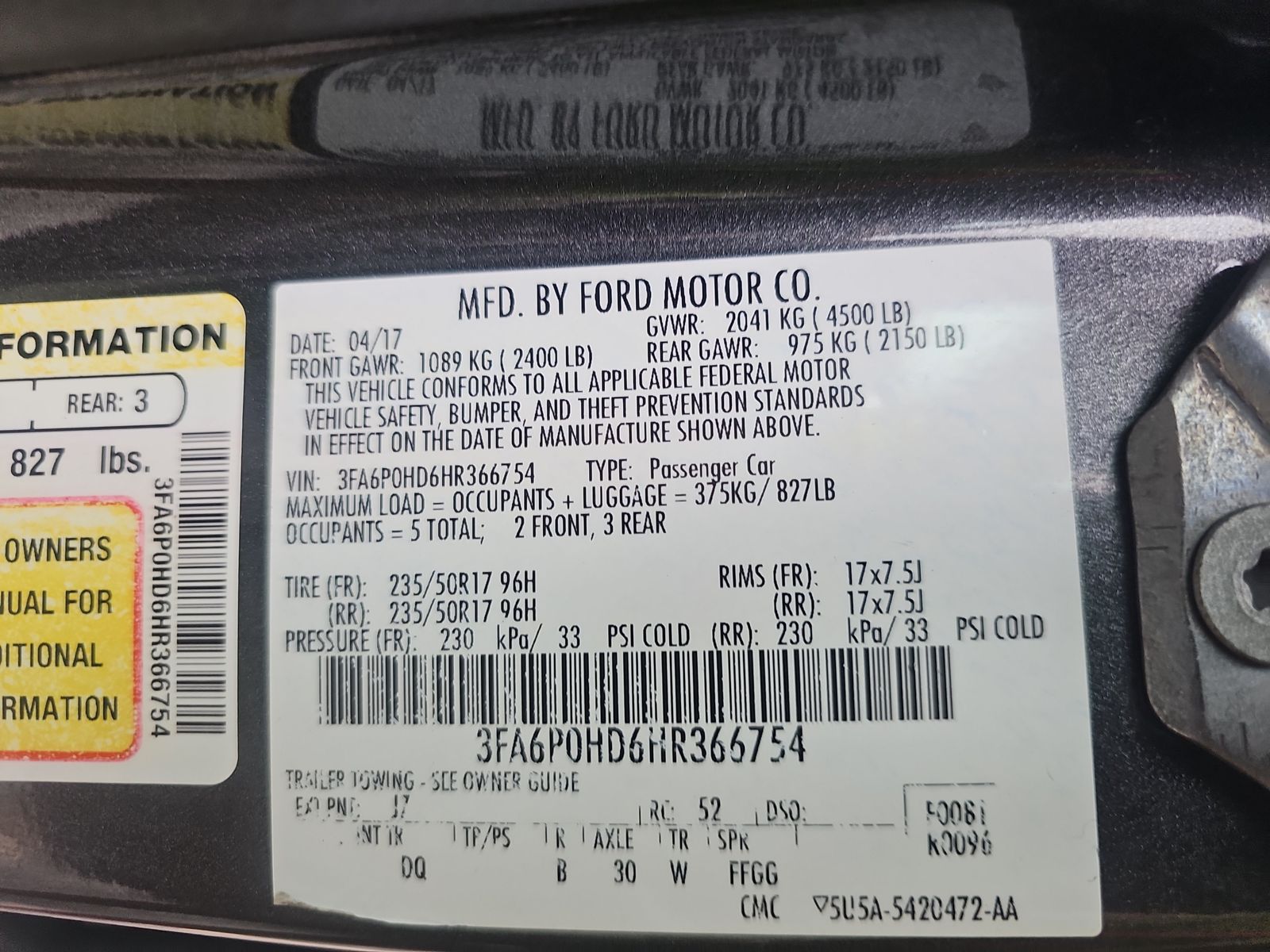 2017 Ford Fusion SE FWD