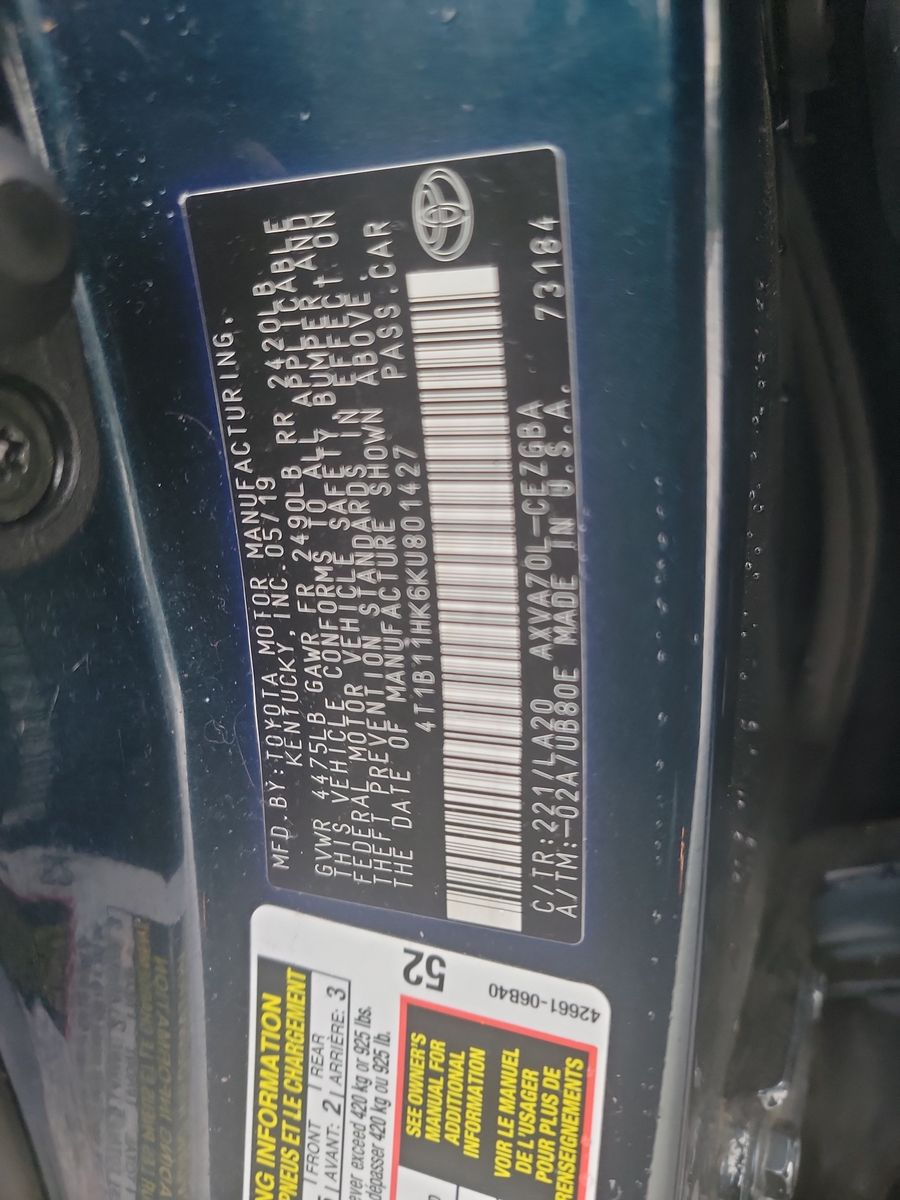 2019 Toyota Camry XLE FWD