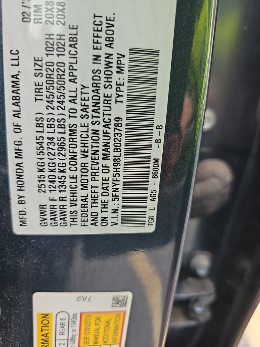 2020 Honda Pilot Touring FWD