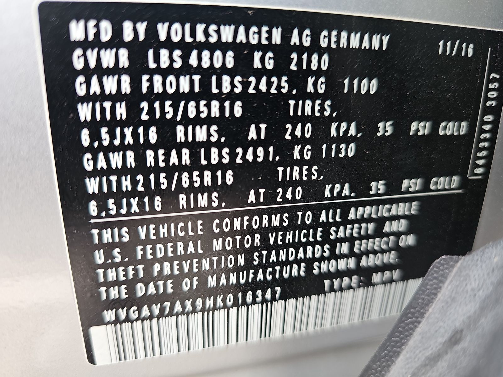 2017 Volkswagen Tiguan 2.0T S FWD