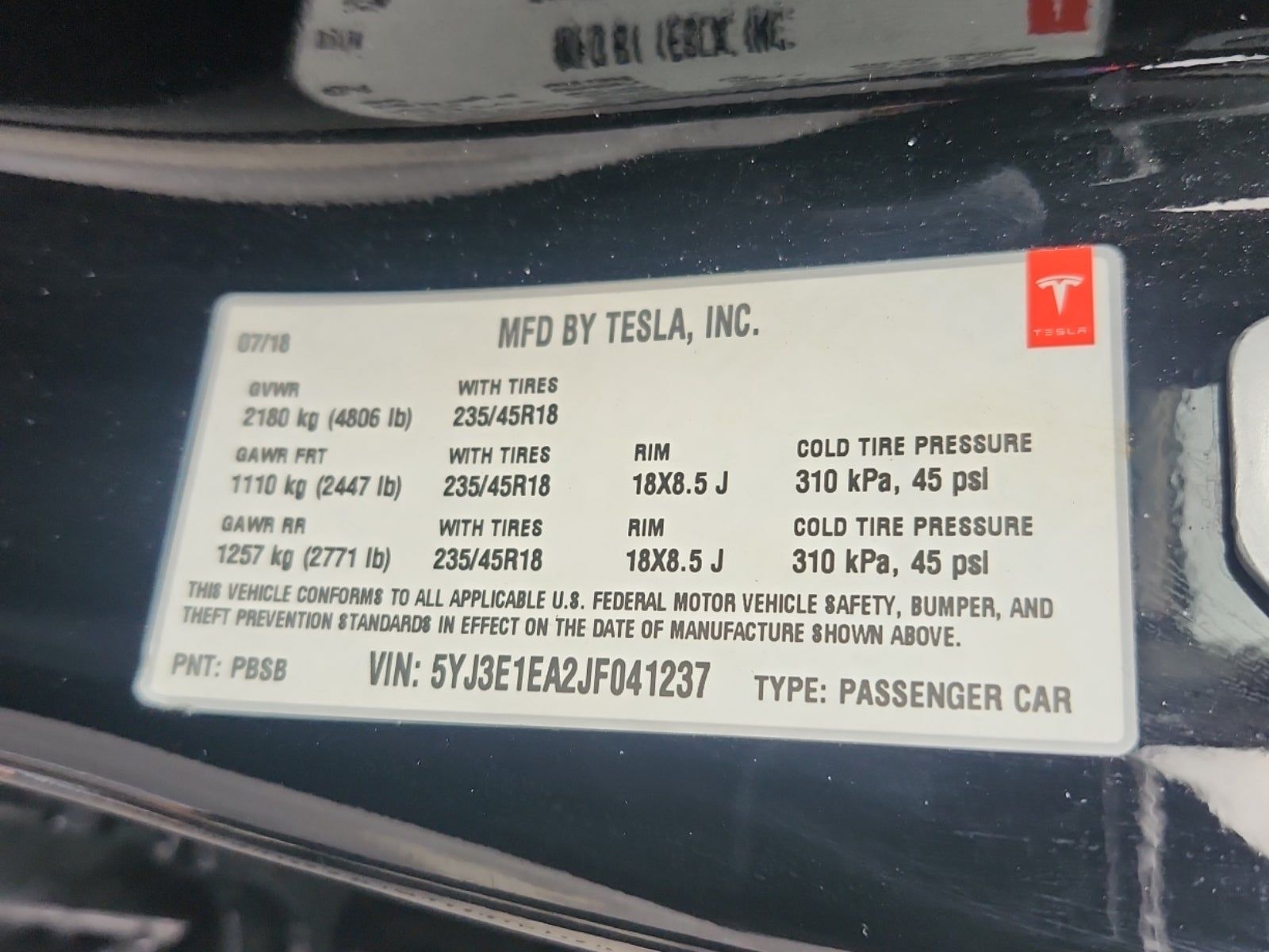 2018 Tesla Model 3 Long Range RWD