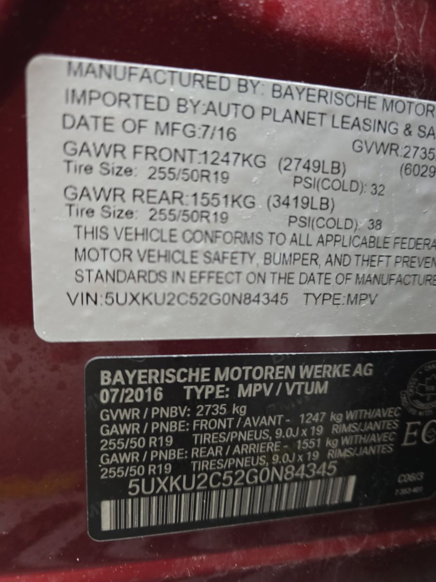 2016 BMW X6 xDrive35i AWD