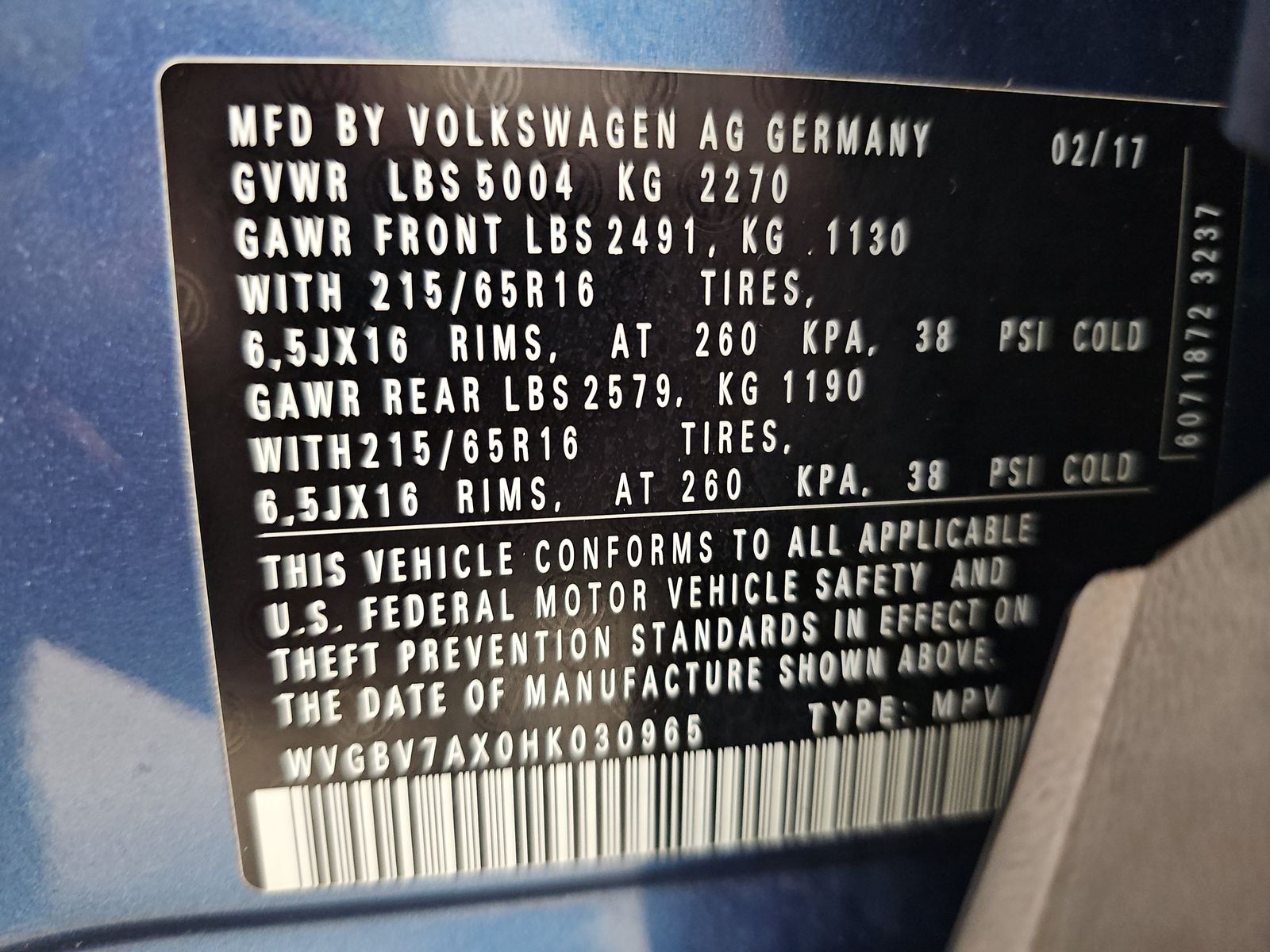 2017 Volkswagen Tiguan 2.0T S AWD